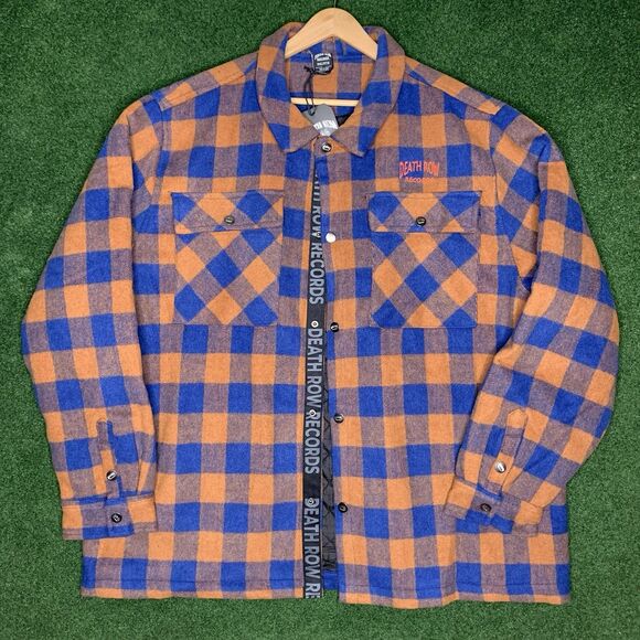 Sz 5XL Death Row Records Wool Blend Plaid Flannel Jacket by Snoop Dogg Men’s - Picture 1 of 6